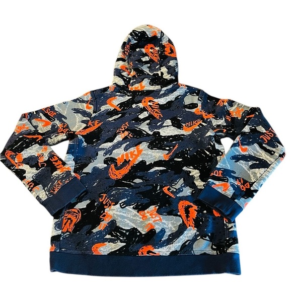 Nike Boys Size XL Blue Abstract Graphic Hoodie with Orange Accents - Picture 2 of 9